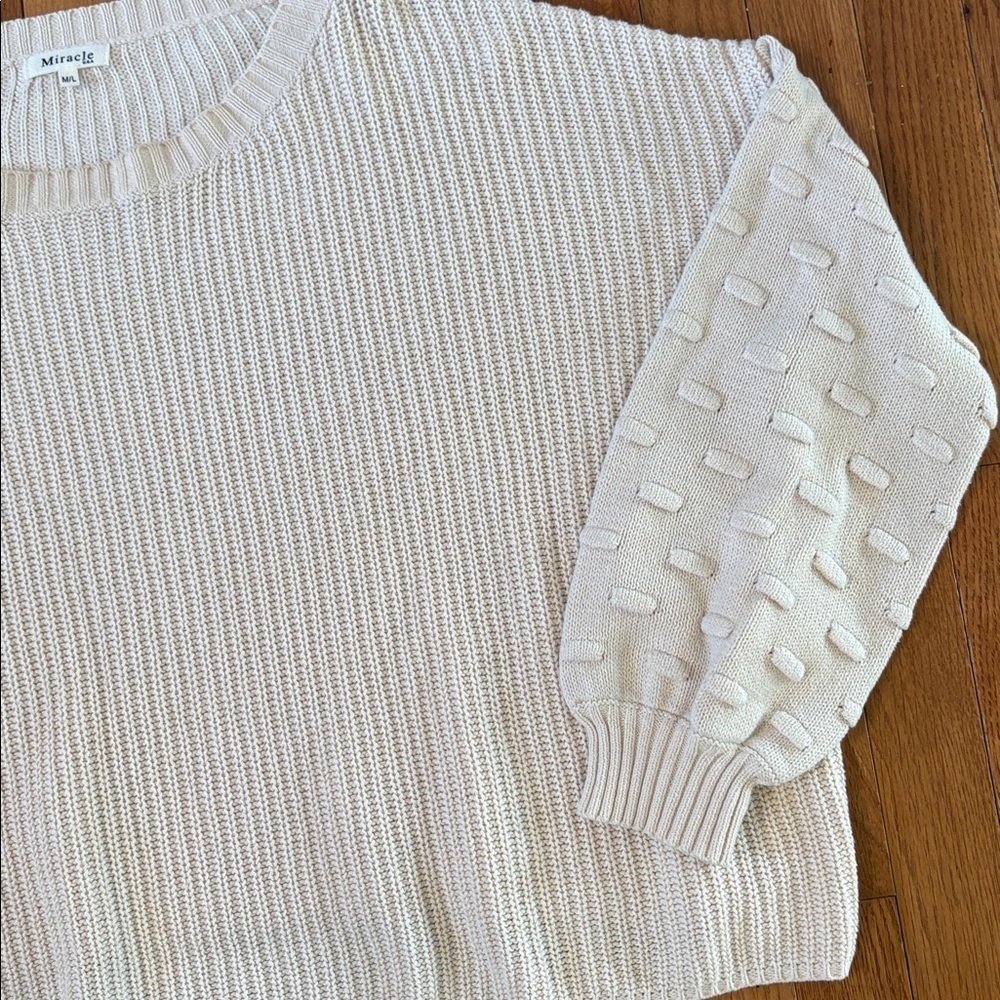 Miracle Oversized Sweater Slouchy Knit Size Medium/Large Off white - Picture 5 of 7